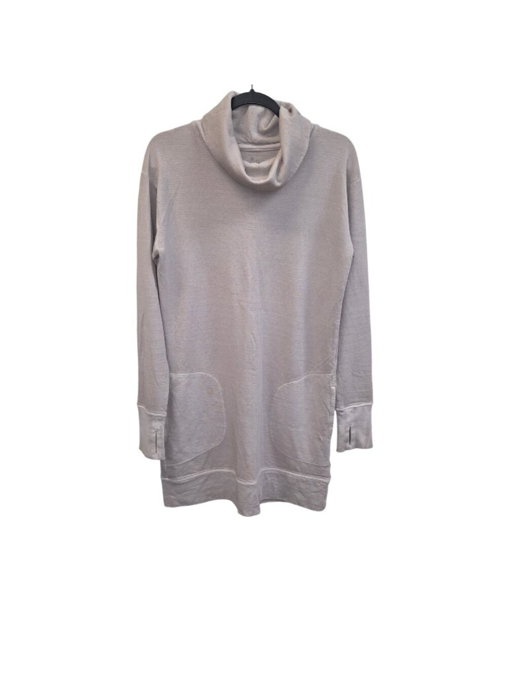 Athleta Eco Wash S  Long Sleeve Turtleneck Sweatshirt Dress Pockets 4421